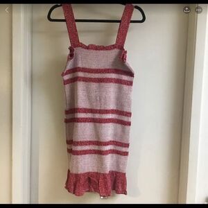 Cute Red & White Ruched Mini Sundress Sz L